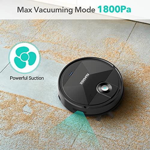 Famree MT-200 Robot Vacuum Cleaner, 1800Pa Strong Suction WiFi/App Self-Charging Robotic Vacuums Quiet Mini Vacuum for Hard Floor, Low/Medium-Pile Carpets