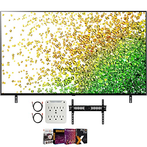 LG 65NANO80UPA 65 Inch NanoCell 80 Series LED 4K UHD Smart webOS TV Bundle with Premiere Movies Streaming + 37-100 Inch TV Wall Mount + 6-Outlet Surge Adapter + 2X 6FT 4K HDMI 2.0 Cable