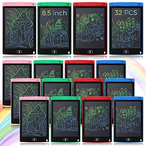 32 Pieces LCD Writing Tablet Doodle Board Electronic Toy 8.5 Inch Colorful Doodle Board LCD Erasable Drawing Pad Reusable Writing Pad Toys for Girls Boys 8-10 3-10