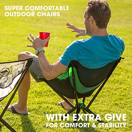 Cliq Camping Chair - Most Funded Portable Chair in Crowdfunding History. | Bottle Sized Compact Outdoor Chair | Sets up in 5 Seconds | Supports 300lbs | Aircraft Grade Aluminum (Moss)