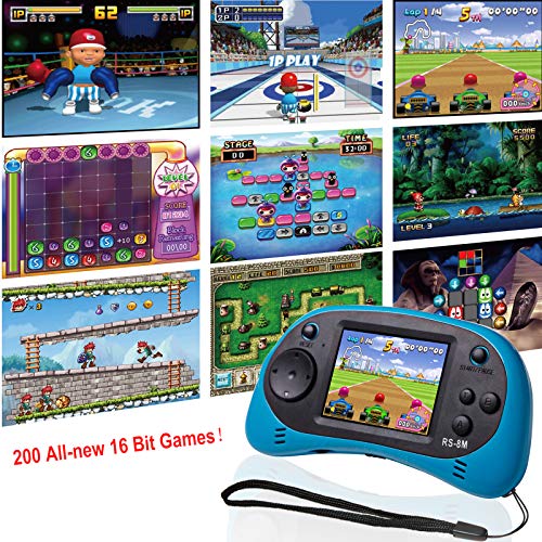 Kids Handheld Game Portable Video Game Player with 200 Games 16 Bit 2.5 Inch Screen Mini Retro Electronic Game Machine ,Best Gift for Child (Blue)