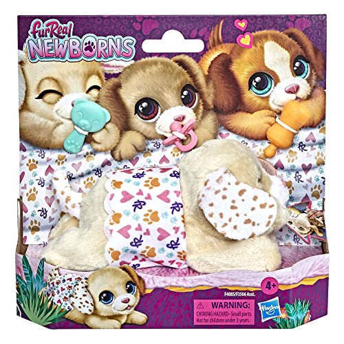 FurReal Newborns Puppy Interactive Animatronic Plush Toy: Electronic Pet with Sound Effects and Closing Eyes, for Kids Ages 4 and up