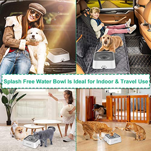 URPOWER 2L Dog Water Bowl 70oz Large Capacity Cat Water Bowl No Spill Dog Bowl with Eco-Friendly Material Slow Water Feeder Pet Water Dispenser Vehicle Carried Travel Water Bowl for Dogs, Cats & Pets