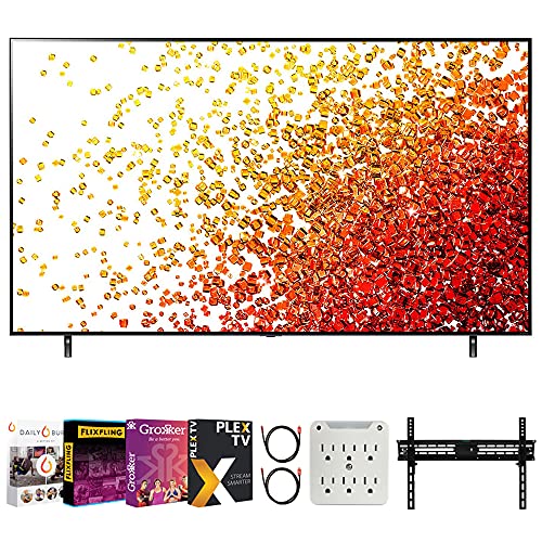 LG 65NANO90UPA 65 Inch HDR 4K UHD Smart NanoCell LED TV Bundle with Premiere Movies Streaming + 37-100 Inch TV Wall Mount + 6-Outlet Surge Adapter + 2X 6FT 4K HDMI 2.0 Cable