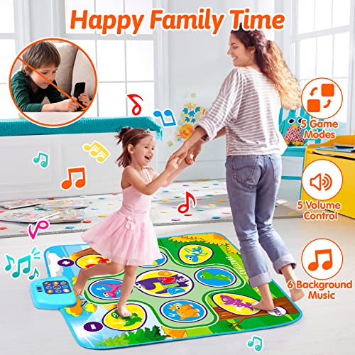 UMIKU Dance Mat Toys for 3 4 5 6 7 8 9 10+ Years Old Girls Boys Dance Pad Dance Toy Music Game for Kids Electronic Musical Play Mat with 5 Game Modes Christmas Birthday Gift for 3-10 Year Old Girl Boy