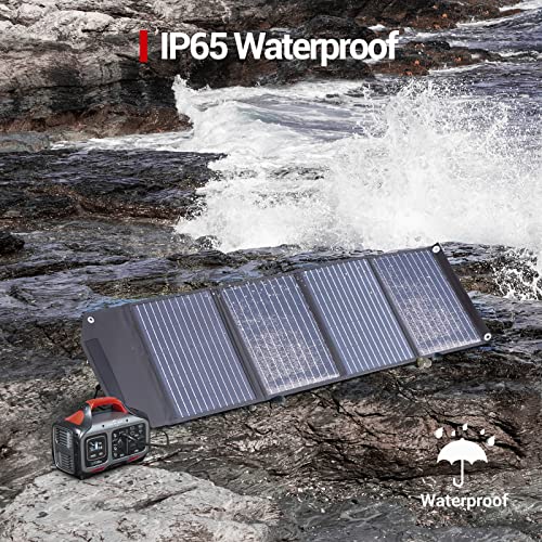 ROCKPALS 300W Portable Power Station with 100W Solar Panel Included, 280wh (78000mAh) Solar Generator with 110V Pure Sine Wave AC Outlet, USB-C PD Input/Output, QC 3.0, CPAP Backup Lithium Battery