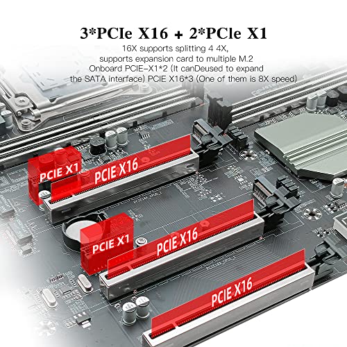 JGINYUE X99 Dual CPU LGA 2011-3 E-ATX Gaming Motherboard (8-Channel DDR4, Dual M.2 NVME, 5xPCIe, SATA 6Gb/s, 2 Gb LAN, 12-Layer PCB) Support Intel Xeon E5 V3 & V4 Processor