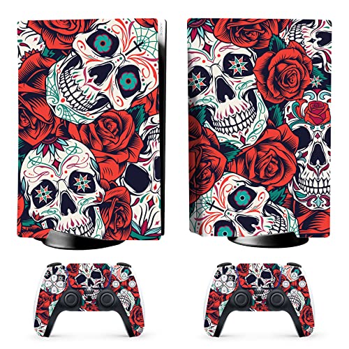 HK Studio PS5 Skin Sugar Skull - Easy Peel and Stick PS5 Skin Disc Edition with No Bubble, Waterproof - Playstation 5 Skin - Including PS5 Controller Skin and PS5 Console Skin