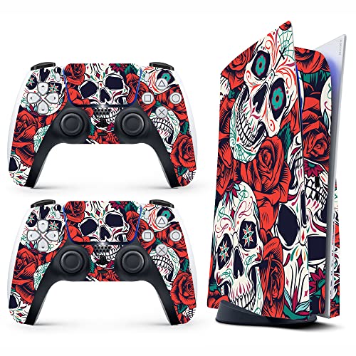 HK Studio PS5 Skin Sugar Skull - Easy Peel and Stick PS5 Skin Disc Edition with No Bubble, Waterproof - Playstation 5 Skin - Including PS5 Controller Skin and PS5 Console Skin