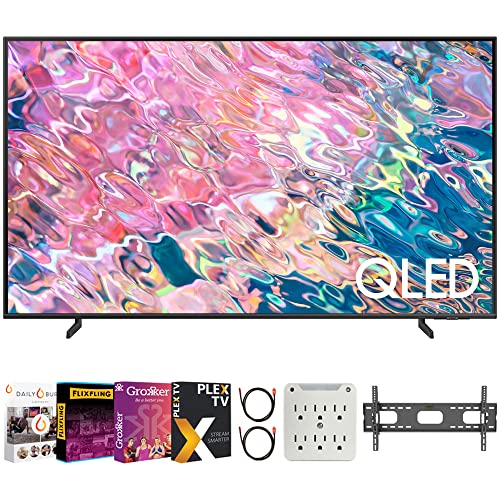 Samsung QN65Q60BAFXZA Q60B 65 inch QLED 4K Quantum Dual LED HDR Smart TV 2022 Bundle with Premiere Movies Streaming + 37-100 Inch TV Wall Mount + 6-Outlet Surge Adapter + 2X 6FT HDMI 2.0 Cable