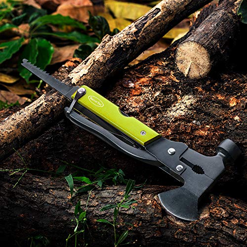 Gifts for Men Dad Husband Gifts for Him Mens Gifts RoverTac Camping Multitool Hatchet Survival Gear 14 in 1 Stainless Steel Axe Hammer Knife Saw Screwdrivers Pliers Bottle Opener Durable Sheath