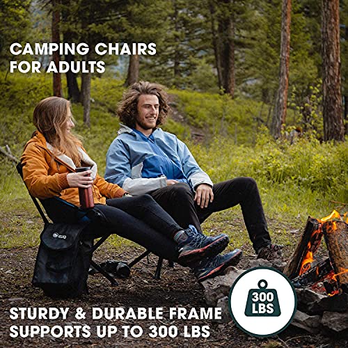 CLIQ Camping Chairs - Most Funded Camping Chair in Crowdfunding History. | Bottle Sized Compact Outdoor Chairs | Sets up in 5 Seconds | Supports 300lbs | Aircraft Grade Aluminum (Black)