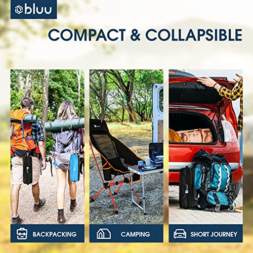 BLUU Ultralight Foldable Camping Chairs, Portable Folding Camp Chair, High Back Compact Lightweight Backpacking Chair for Adult Outdoor Travel Hiking & Fishing