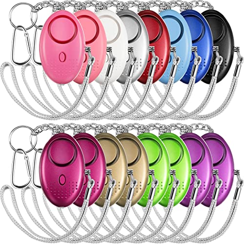 16 Pack Safe Sound Personal Alarm Keychain 130DB Safe Alert Security Alarm Personal Safety Devices Self Defense Siren Security Keychain with LED Light Buckle for Women, Men, kids , Elderly 12 Color