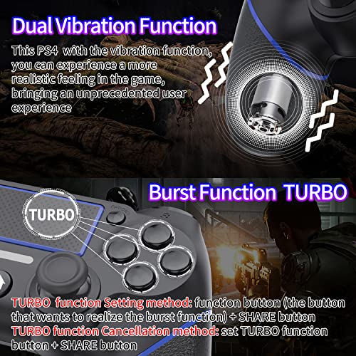 Aollpala Replacement for PS4 Controller, Controller Dual Vibration Game Joystick Wireless Controller for PS4/ PS3/Slim/Pro, Compatible with PS4 Console